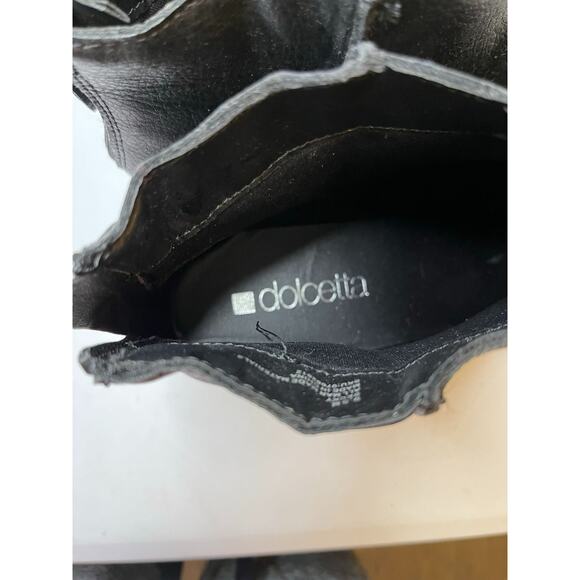 NWOB Dolcetta Black Faux Leather Heeled Back-Zip Ankle Booties Women's Size 9.5 - Picture 5 of 6